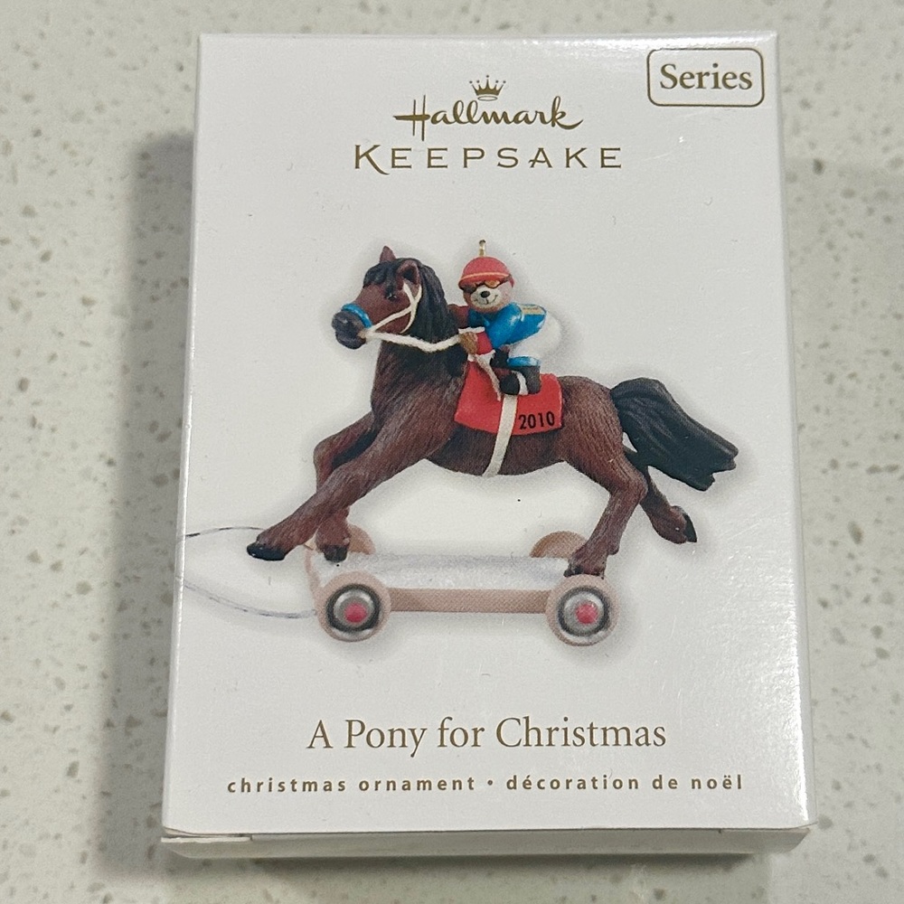 Hallmark Ornament A Pony For Christmas Bear Jockey 13th in Series 2010 Keepsake
